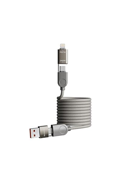 GENERAL مايجين كيبل شحن سريع USB نوع سي بقدرة 240 واط 4 في 1، كيبل بيانات مضف...