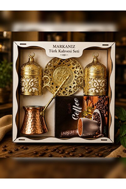 BORABEY Türk Kahvesi Seti – Cezve, 2 Fincan, Dekoratif Tabak ve Türk Kahvesi ...