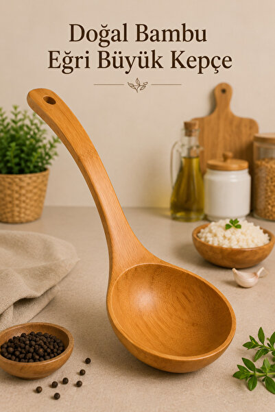 Ercazzo Natural Bamboo Large Ladle 29X9 cm – Soup, Food, and Rice Serving and...