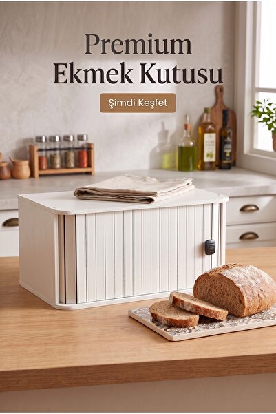 manoli mobilya Ismira Akordeon Kapaklı Ekmeklik & Mutfak Tezgah Üstü MDF Ekme...