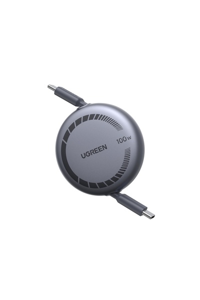 Ugreen Cablu Nexode USB-C la USB-C PD Fast Charge, retractabil, 100W, 1m, Gri
