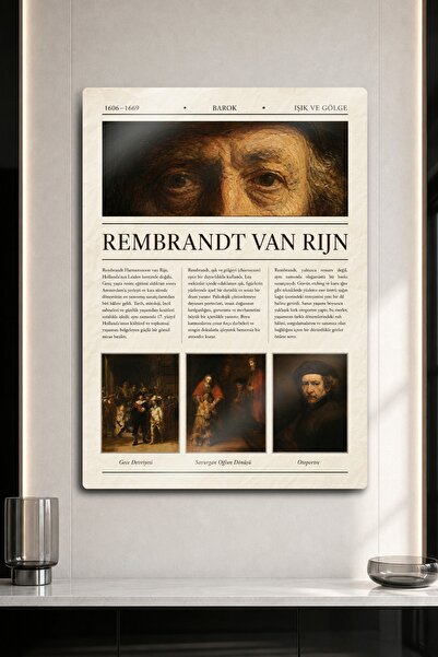 DekorHane Metal Print - Metal Wall Art Featuring Rembrandt Van Rijn's Biograp...