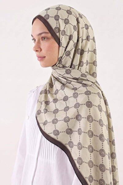 Salih Çelebi Diamond K Patterned Aqua Soft Shawl 4077 - Haki̇