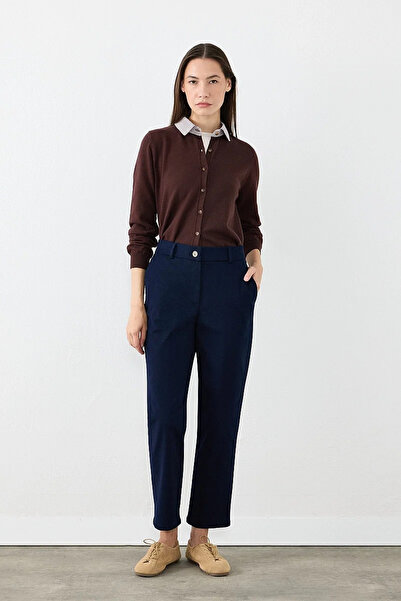 Gusto Canvas Mom Pants - Navy Blue