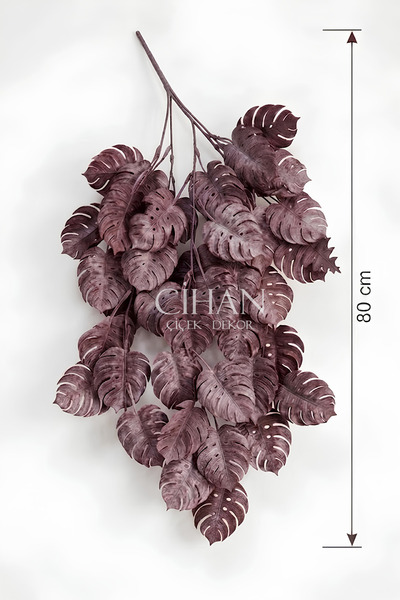 Cihan Çiçekçilik Yapay Sarkan Deve Tabanı (Monstera) Bitkisi 80 cm - Pudralı ...