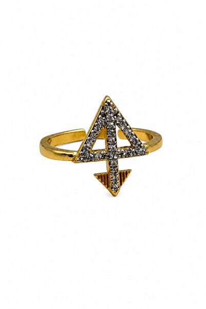 Jack Ferrero Yellow Color Adjustable Triangle Form Stone Steel Ring