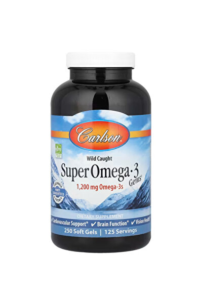 Carlson Super Omega-3 Gems, 1200 mg, Omega-3s, 250 Softgels with EPA and DHA;...