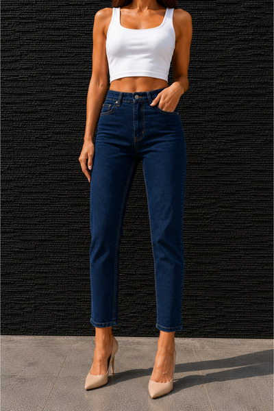 DELDNM Ella Women's Black High Waist Lycra Trend Mom Jean