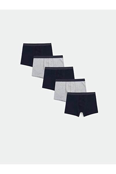 LC Waikiki Navy Blue Standard Fit Cotton Flexible Men's Boxers Set of 5
