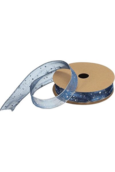 EXCEFORE Star 1 Inch 20 Yards Sheer Organza Ribbon, Blue Ribbon for Gift Wrap...