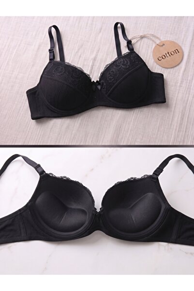 Lavint Homewear Βαμβακερό κλασικό σουτιέν push-up με ενίσχυση, μαύρο, με αφαι...