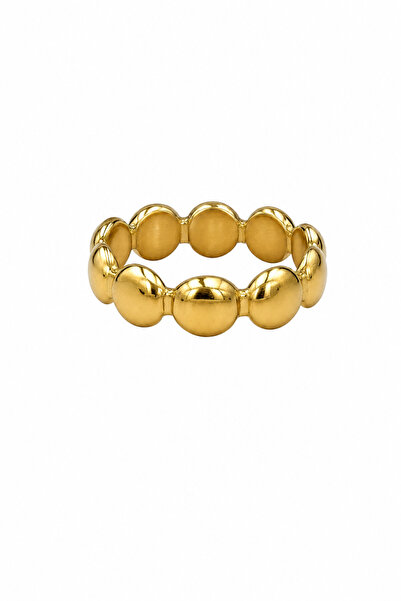 Jack Ferrero Stylish and Modern Yellow Color Dot Detailed Stainless Steel Ring