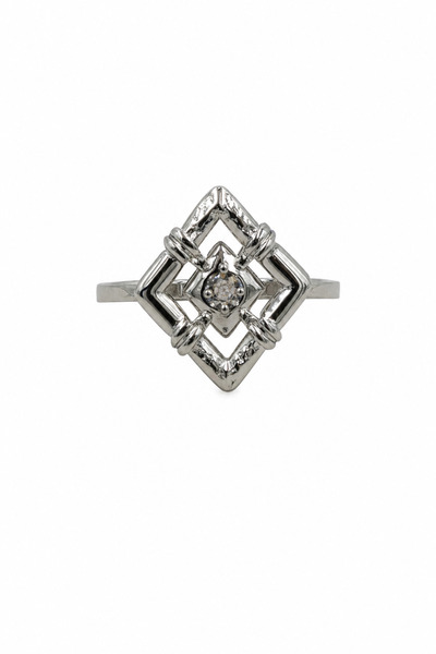 Jack Ferrero Geometric patterned shiny grey steel ring - modern and stylish d...
