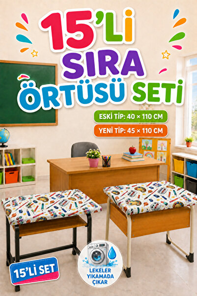 Soft Kare Set de 15 huse elastice pentru scaune școlare, lavabile și rezisten...