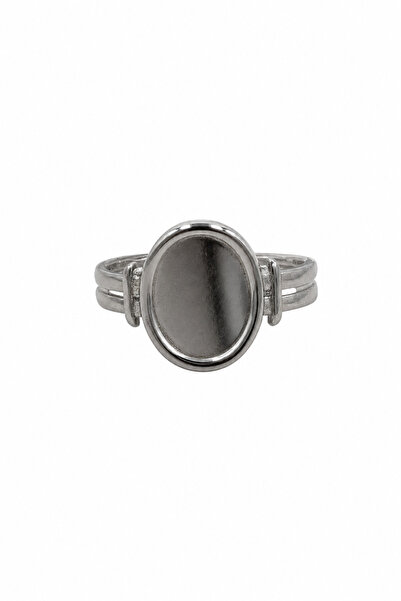 Jack Ferrero Oval Bezel Adjustable Gray Steel Ring