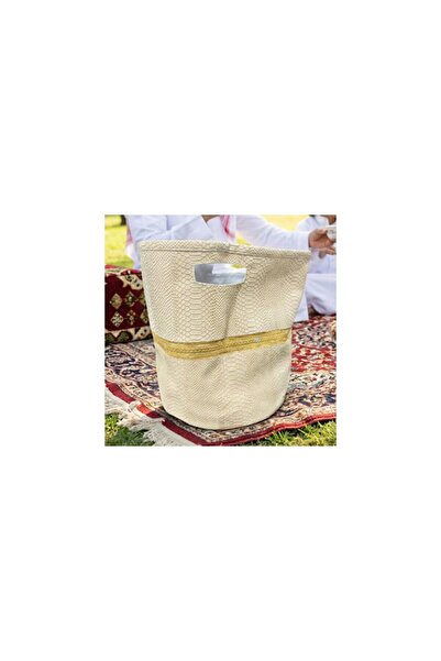 AMAD CRAFT حقيبة كبيرة مصنوعة من جلد بيج فاخر معاد تدويره، مزينة بتطريز زاري ...