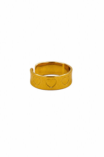 Jack Ferrero Yellow Color Heart Pattern Adjustable Steel Ring