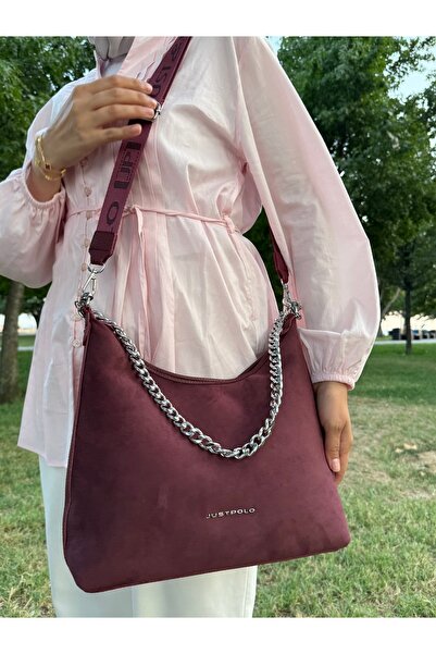 Just Polo Women's Suede Shoulder and Crossbody Bag with Multiple Compartments...