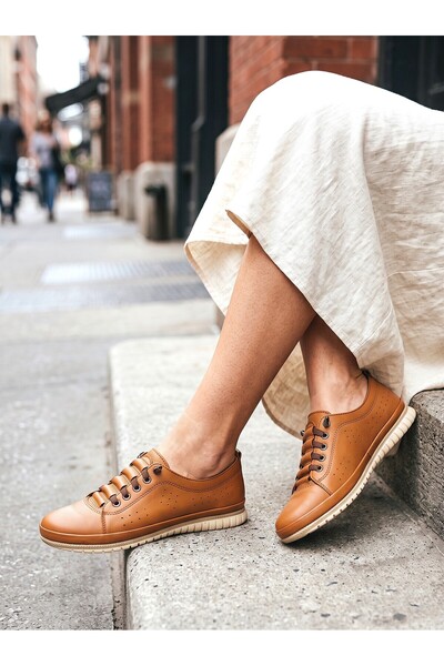 KAFKASLAR AYAKKABI Real Leather Elastic Sports Model Women's Orthopedic Balle...