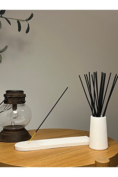 KUMSÉ ATELIER Kumse Atelier Dekoratif Relax Çizgili Tütsülük Vazo Set
