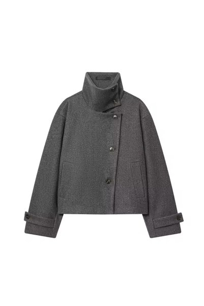 çerme High Collar Short Cashmere Trench Coat