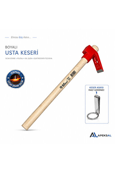Apeksal Usta Keseri ve Keser Askısı Yekpare Sıcak Dövme Çelik Ahşap Saplı İnş...