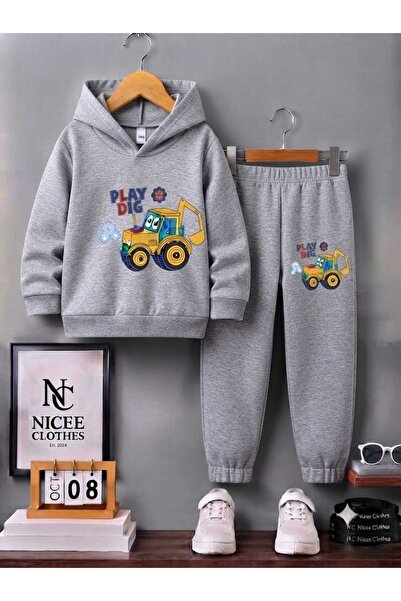 Leto Lykia Children's Tracksuit Unisex (Yellow Shovel Tractor Winter Print)
