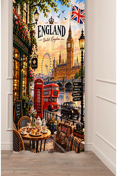 GREENDECOR England London Patterned Digital Printed Background Curtain