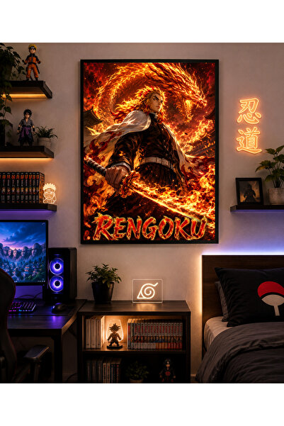 Miutic Print Studio Tablou Anime Demon Slayer – Kyojuro Rengoku, Stâlpul Flăc...