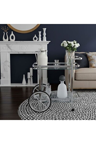 Al Hadaya Mall Elegant and Modern Serving Cart - Stainless Steel - Silver - 6...