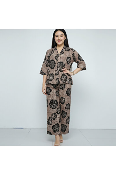 dorbe Women's Khaki Floral Shirt & Pants Set