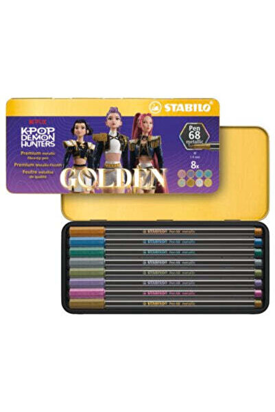 Stabilo Carioca Pen 68 K-Pop Demon Hunters, 1 mm, 8 bucati / cutie metalica