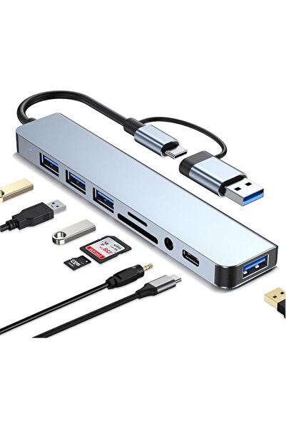 GENERAL 8-in-1 USB C Hub, Type C Multiport Adapter with USB3.0, 3 x USB2.0, U...