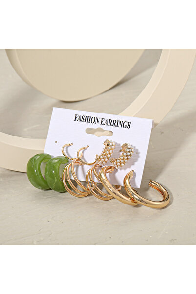 dorbe Women's Green Gold-Plated Earring Set