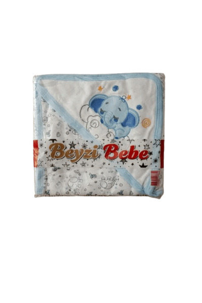 Yenidoğan Bebek Kapşonlu Havlu Battaniye Örtü Kundak Pamuklu 75x86 cm