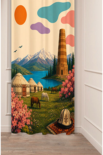 GREENDECOR The Land of Yurts and Mountains Nomadic Highland Horses Patterned ...
