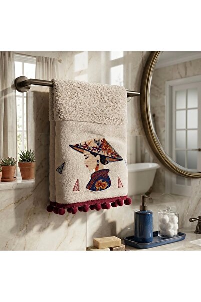Dekor köşesi 100% Cotton Far East Aesthetic Figure Embroidered Luxury Hand an...