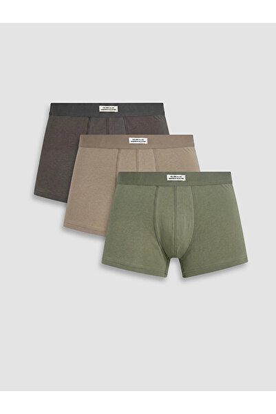 LC Waikiki Gray Cotton Flexible 3-Piece Men's Boxers