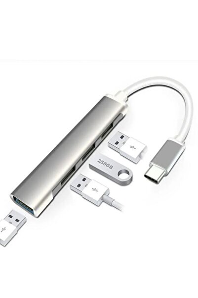 KRL Type-c To Usb Çoğaltıcı - 4 Adet Usb 3.0 - Macbook Uyumlu Dönüştürücü