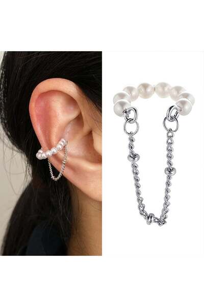 dorbe Women's White Pearl Steel Earrings