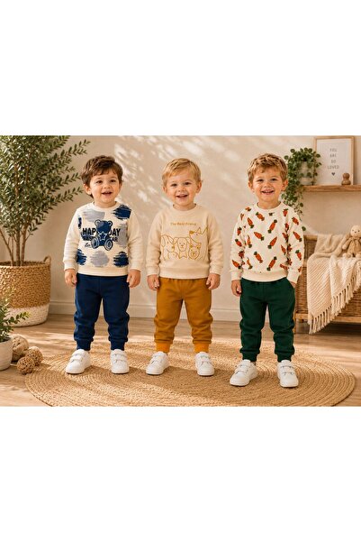 Organic Product DimpleBaby 3-Piece Baby Tracksuit Set – Cute Printed Sweatshi...