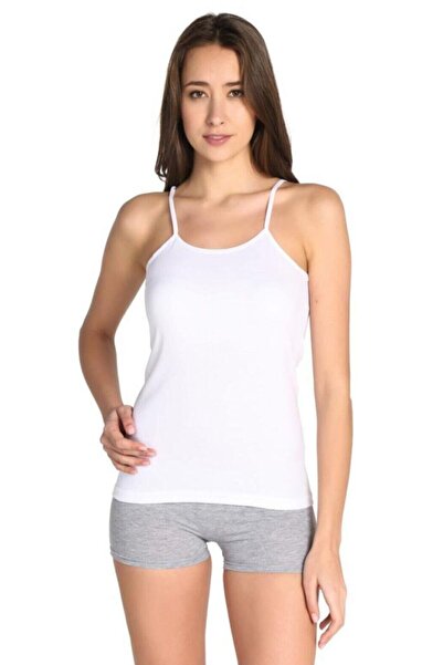 Zulu Ticaret Tutku-Women's White 3-Pack Rope Strap Undershirt Elf568T0135Ccm3