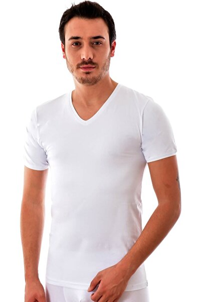 Zulu Ticaret Tutku-Men's V-Neck Ribbed Undershirt 3-Pack |   White