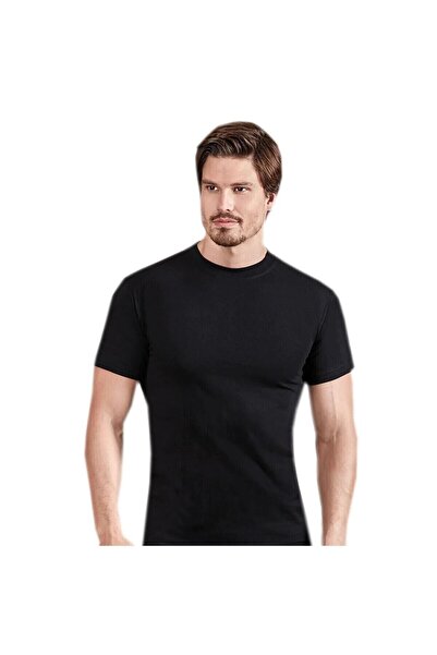 Zulu Ticaret Tutku-Men's Black Crew Neck Undershirt 2-Pack