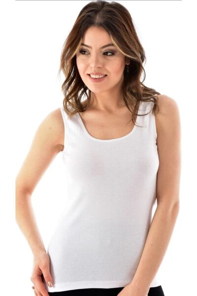 Zulu Ticaret 3 Pack White Wide Strap Women's Tank Top