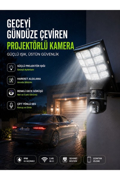 UMSN 4+4MP WIFI Smart 360° Projektörlü Güvenlik Kamerası