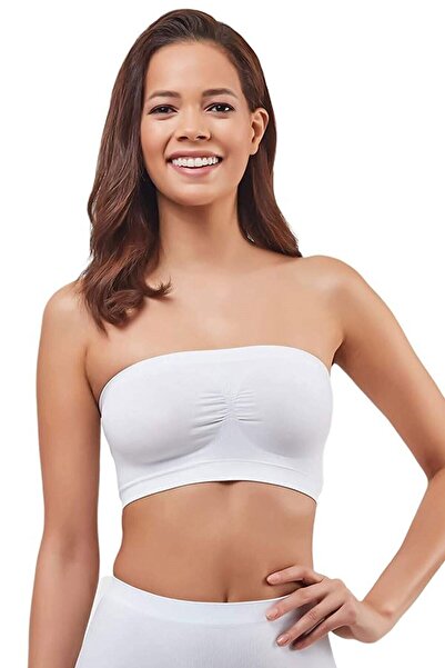 Zulu Ticaret 3 Pieces White Color Seamless Strapless Undershirt