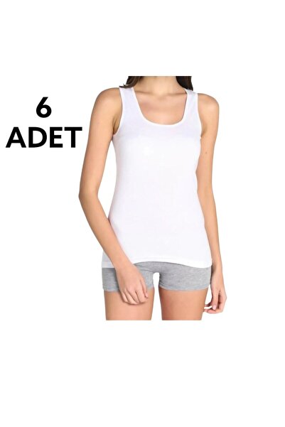 Zulu Ticaret 6-Piece Elastane Ribbed Cotton Tank Top
