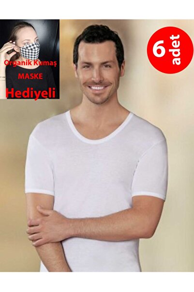 Zulu Ticaret 6 Pieces Men's White Short Sleeve Crew Neck 100% Cotton Combed A...
