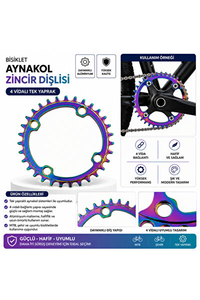 Kasel Bisiklet Aynakol Zincir Dişlisi – 4 Vidalı Tek Yaprak MTB